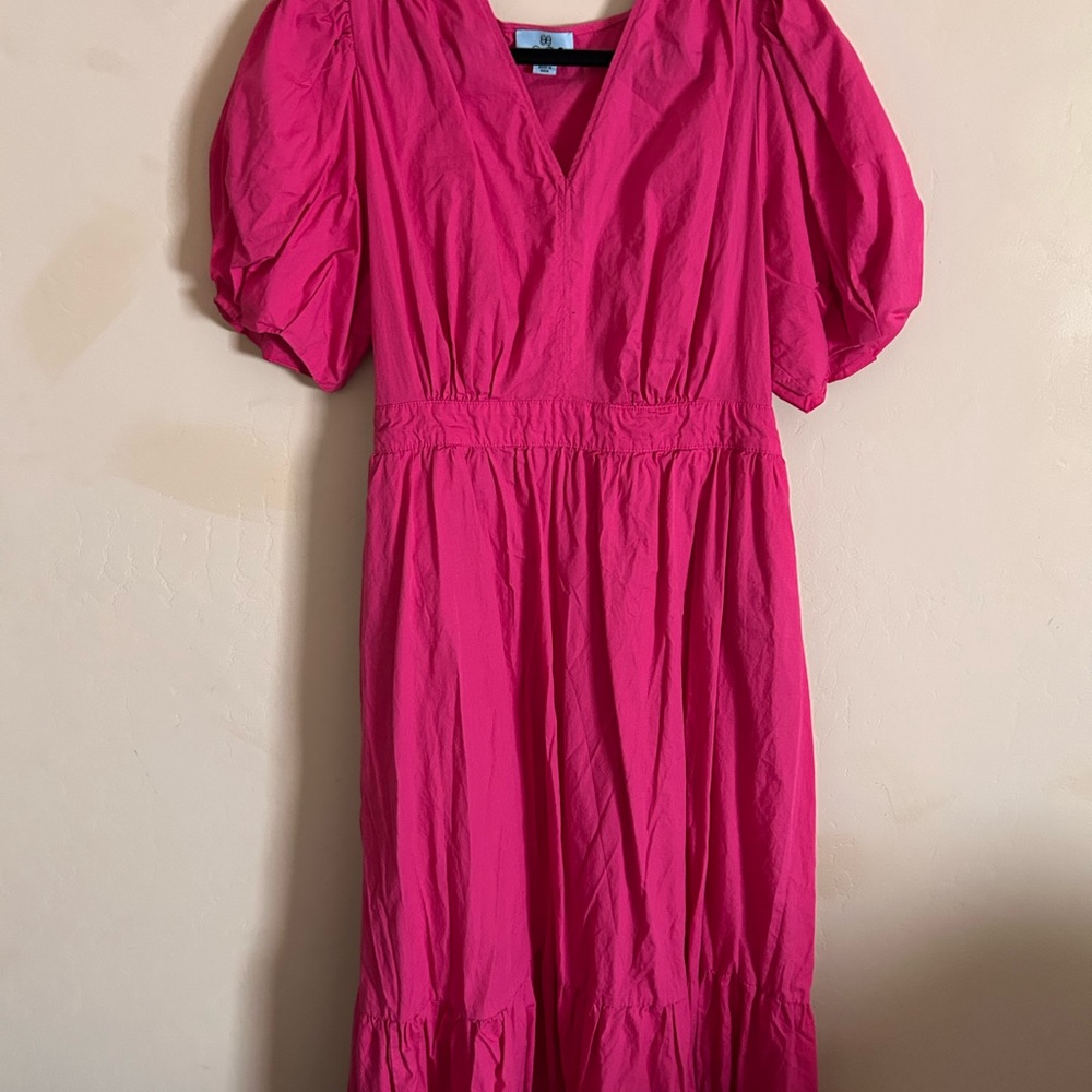 CeCe Pink Smocked Puff Sleeve Maxi Dress
